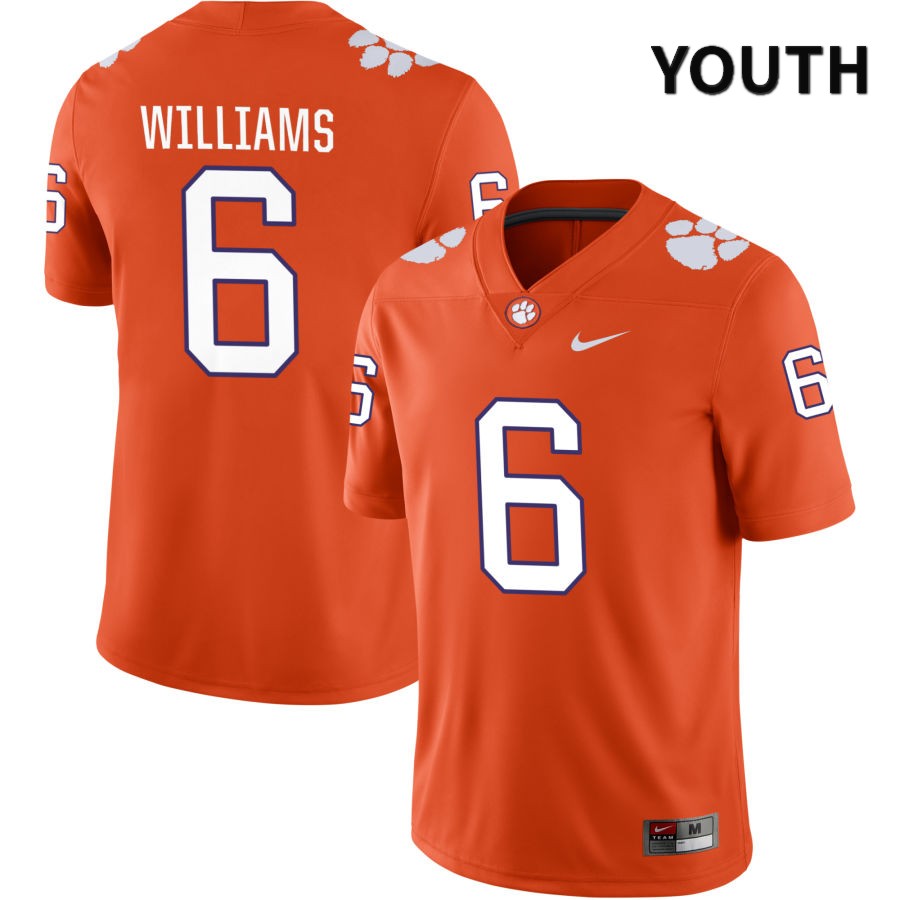 Youth Clemson Tigers E.J. Williams #6 College Orange NIL 2022 NCAA Authentic Jersey Damping BUD31N5M
